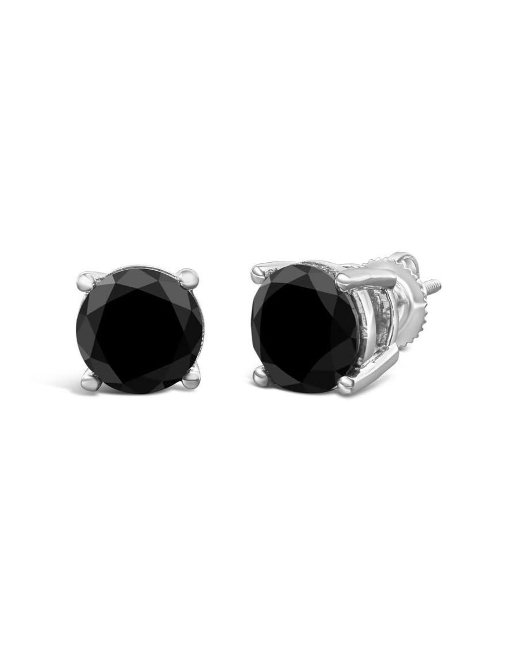 Haus of Brilliance Black 14K 6.00 Cttw Round Brilliant-Cut Diamond Classic 4-Prong Stud Earrings for men