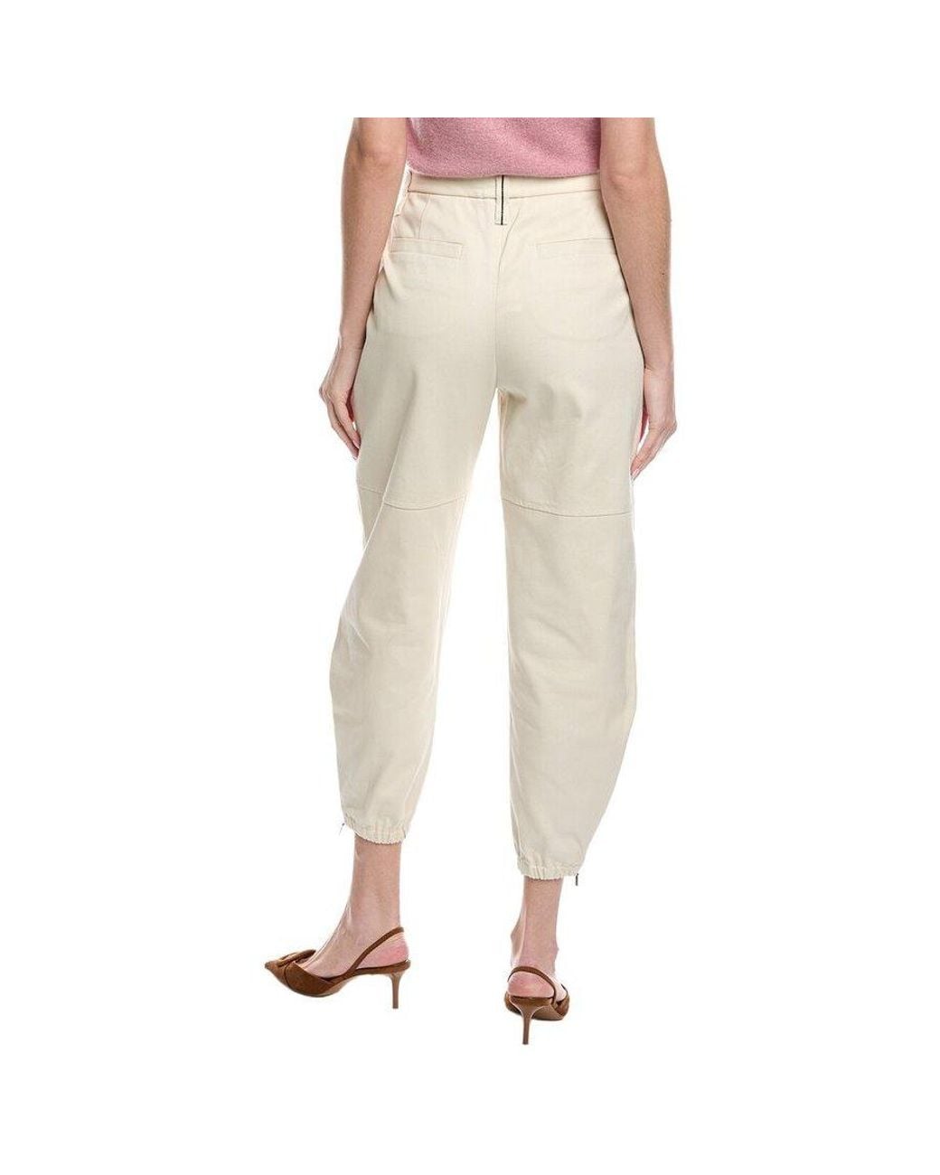 Brunello Cucinelli Natural Cream Tapered Trousers With Pleats, Brand Size 42 (Us for men