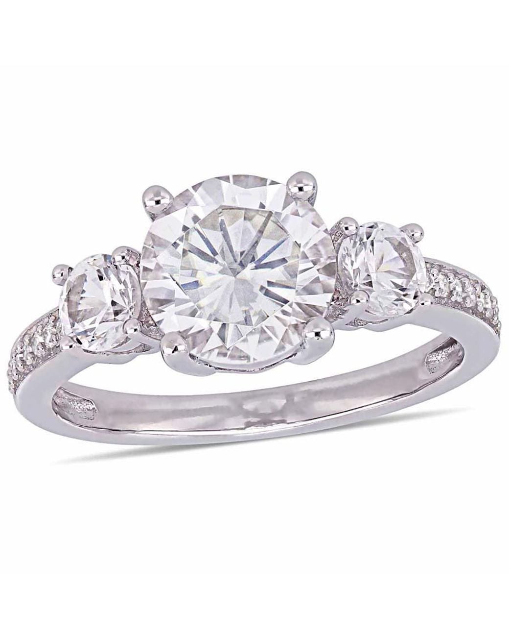 Amour Metallic 3 Ct Tgw Created Sapphire And Diamond Three Stone Ring for men