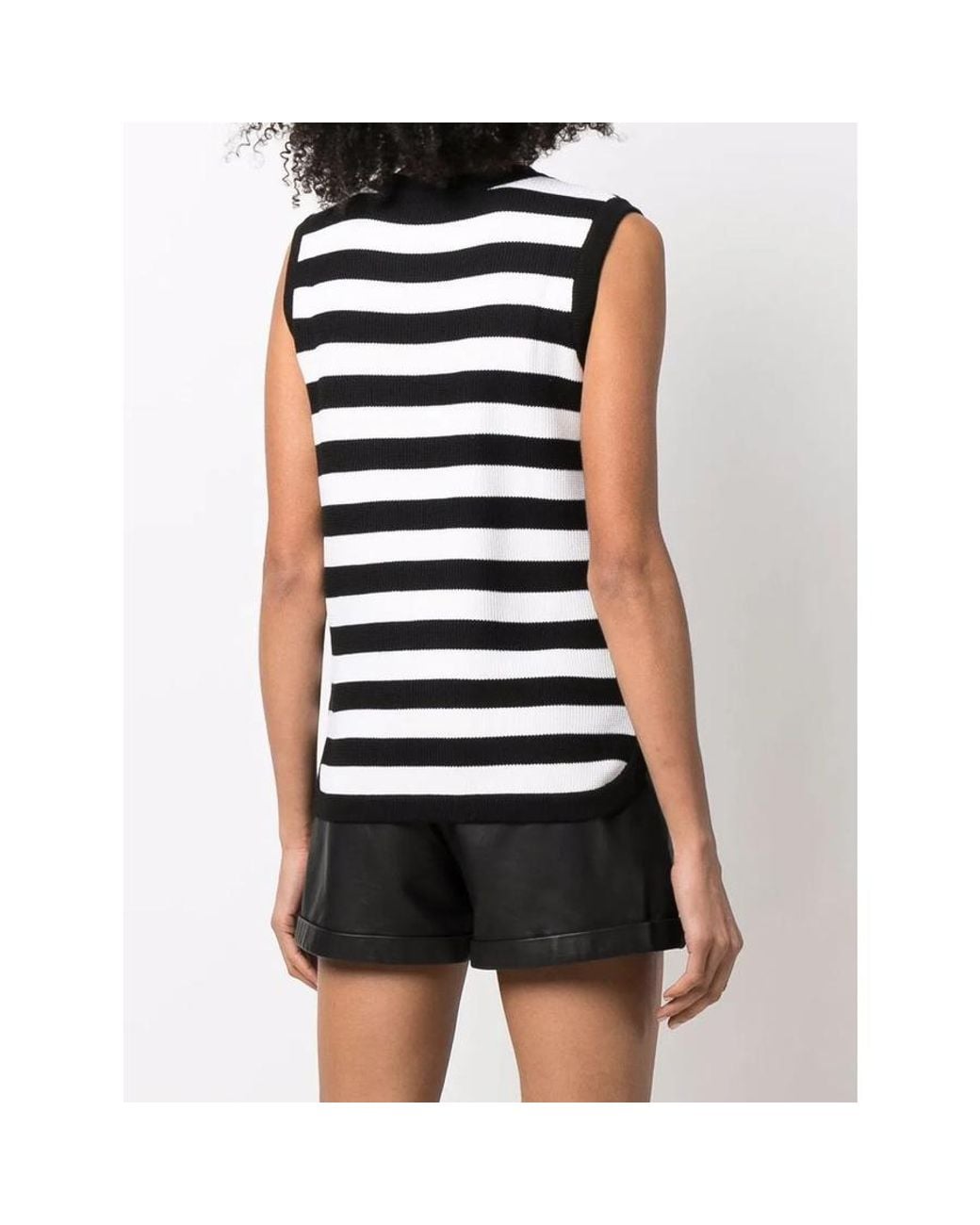 Ferragamo Black Stripe-Pattern Virgin-Wool Vest