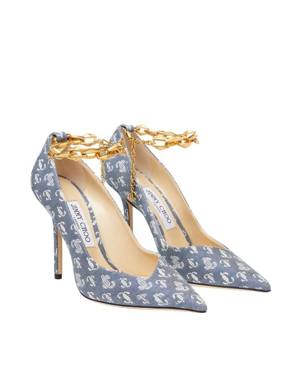 Jimmy Choo Blue Diamond Talura 100 Denim Pumps, Brand Size 38.5 Us