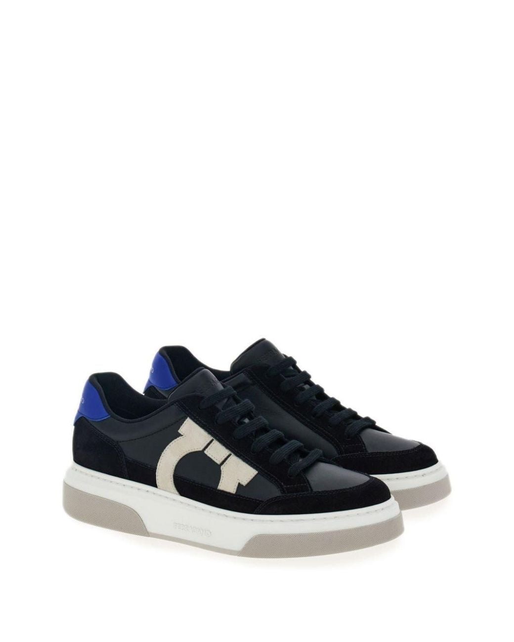 Ferragamo Blue Cassina Gancini Outline Low-Top Sneakers for men