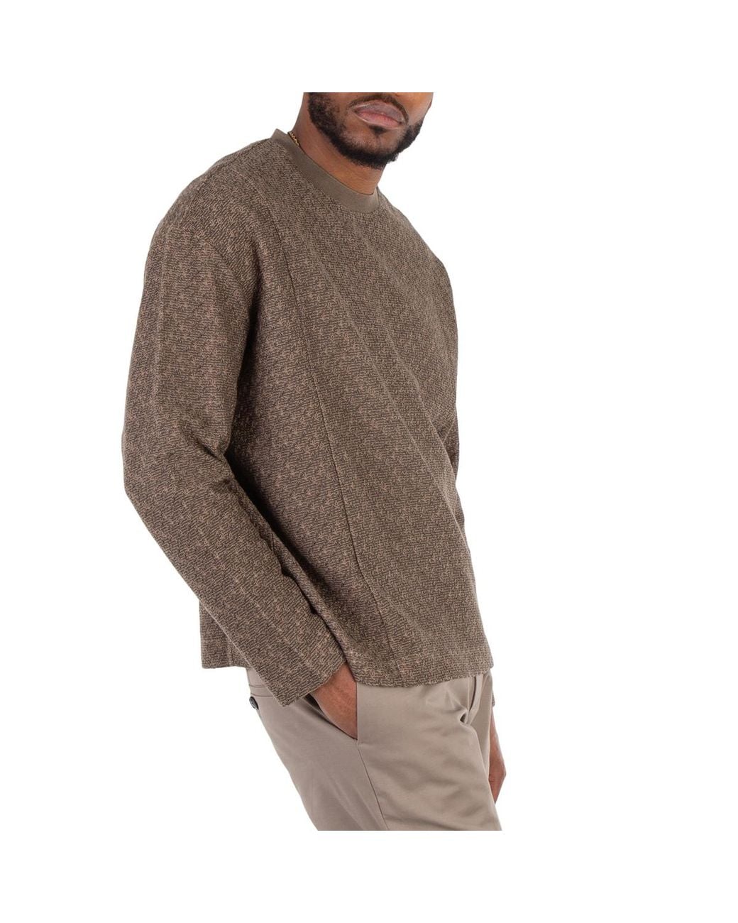 Emporio Armani Brown Knit Pull Over Sweater for men