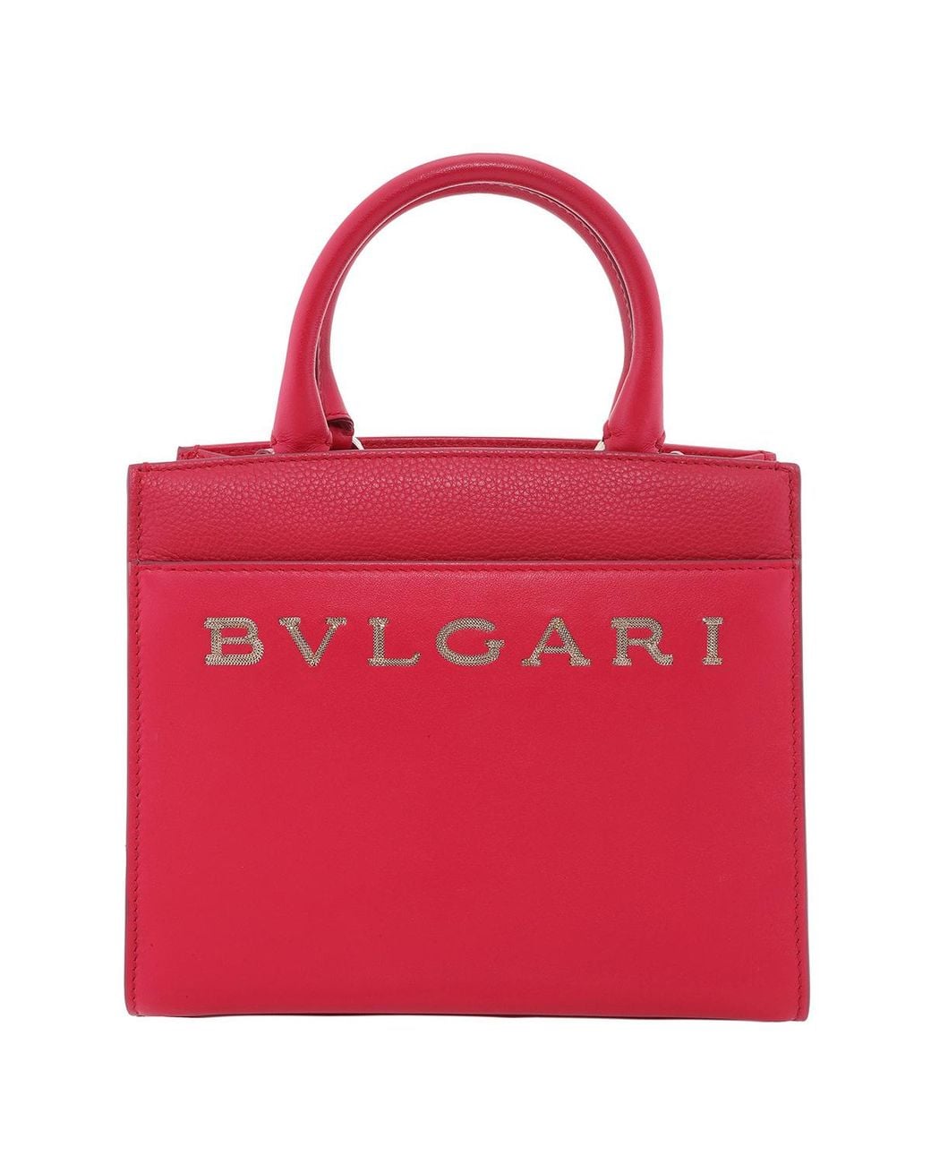 BVLGARI Red Logo Small Leather Tote Bag for men