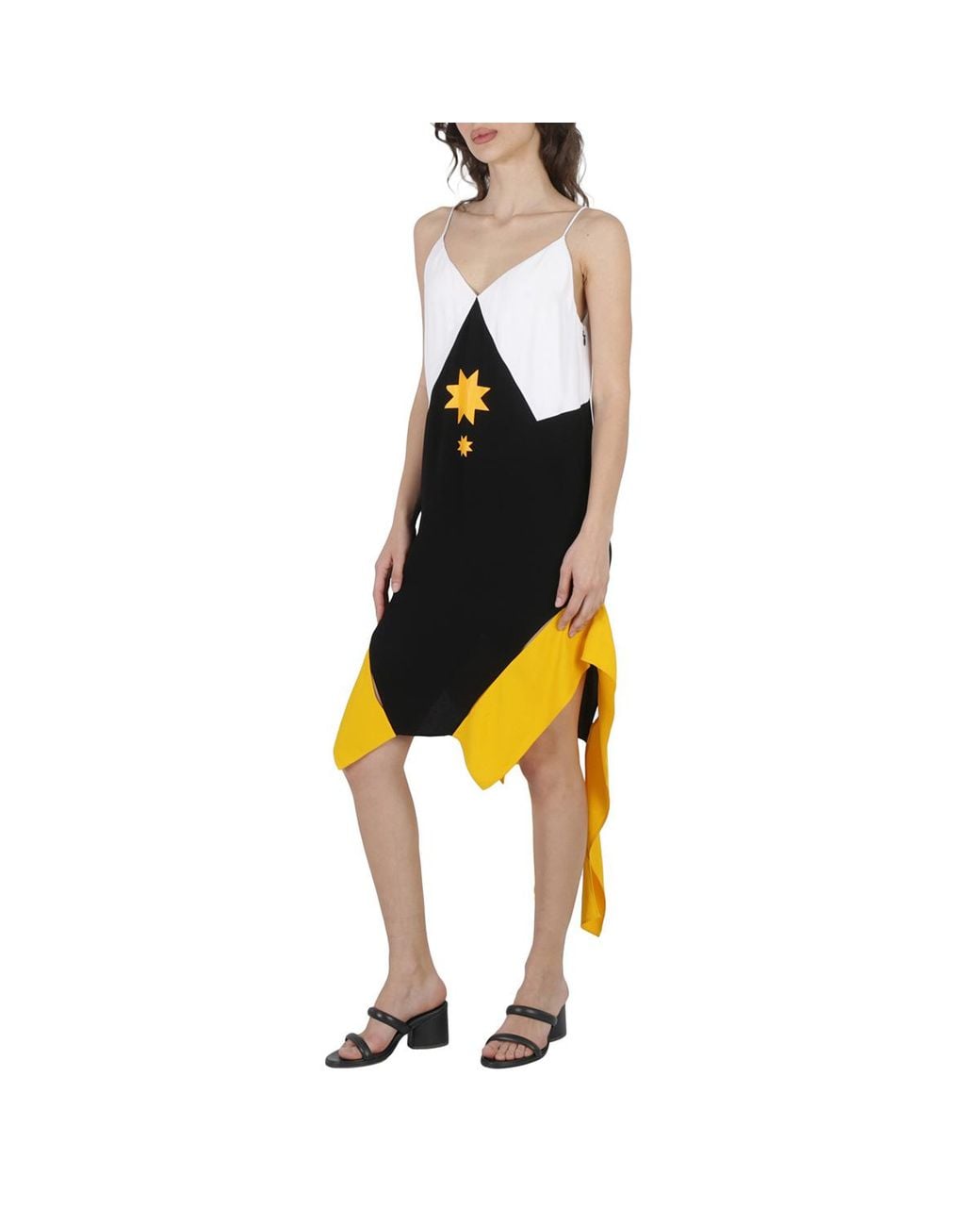 Burberry Black Panel-Detail Geometric Slip Dress, Brand Size 2 (Us