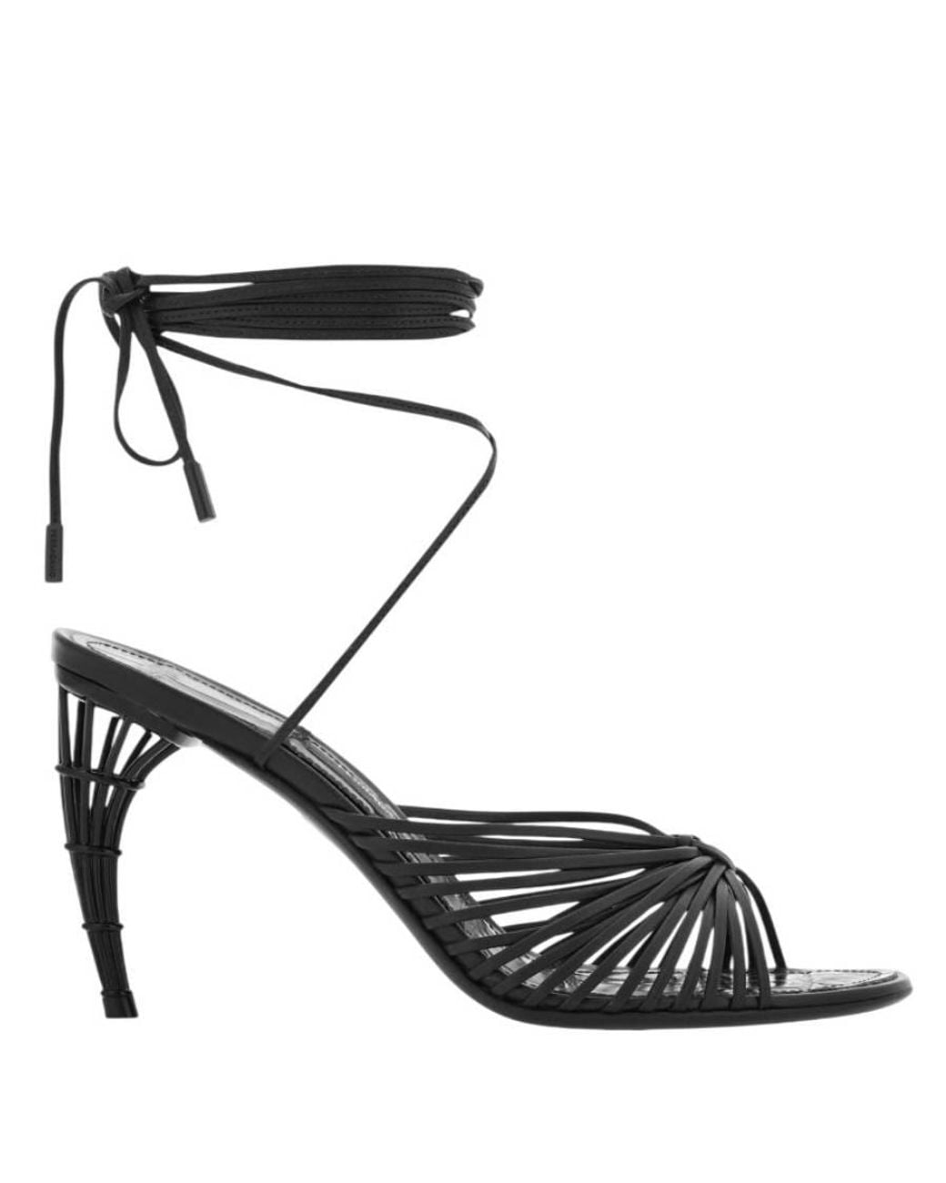 Ferragamo Black Atena 85 Cage Heel Sandals