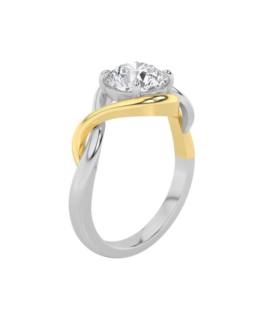 Mure And Co Metallic 1.5Ctw Round Shaped Lab Grown Diamond (F/Vs) Two Tone Know Solitaire Engagement Ring for men