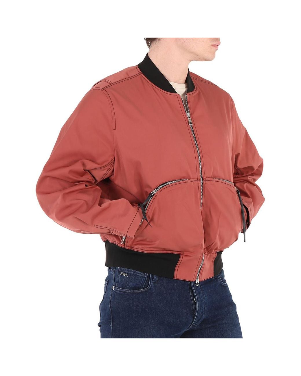 Roberto Cavalli Red Venetian Brick Shell Bomber Jacket, Brand Size 46 (Us for men