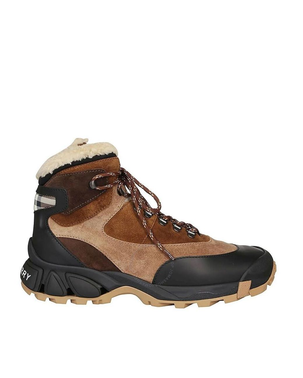 Burberry Tor Shearling-Lined Suede Hiking Boots, Brand Size  display picture 2