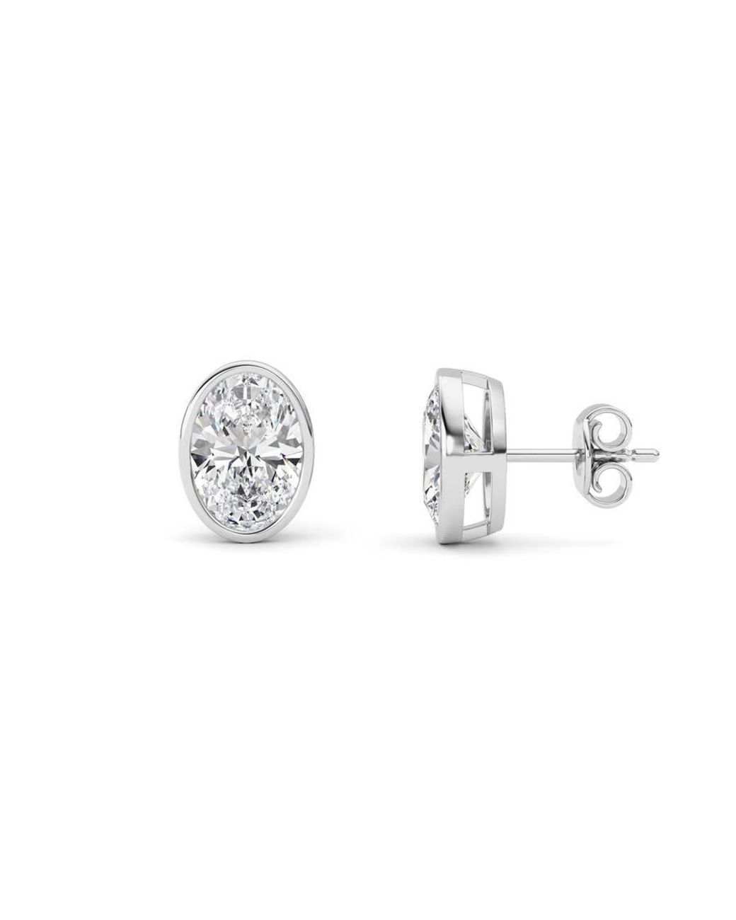 Mure And Co Metallic 4Ctw Oval Shaped Lab Grown Diamond (F/Vs) Stud Earrings for men