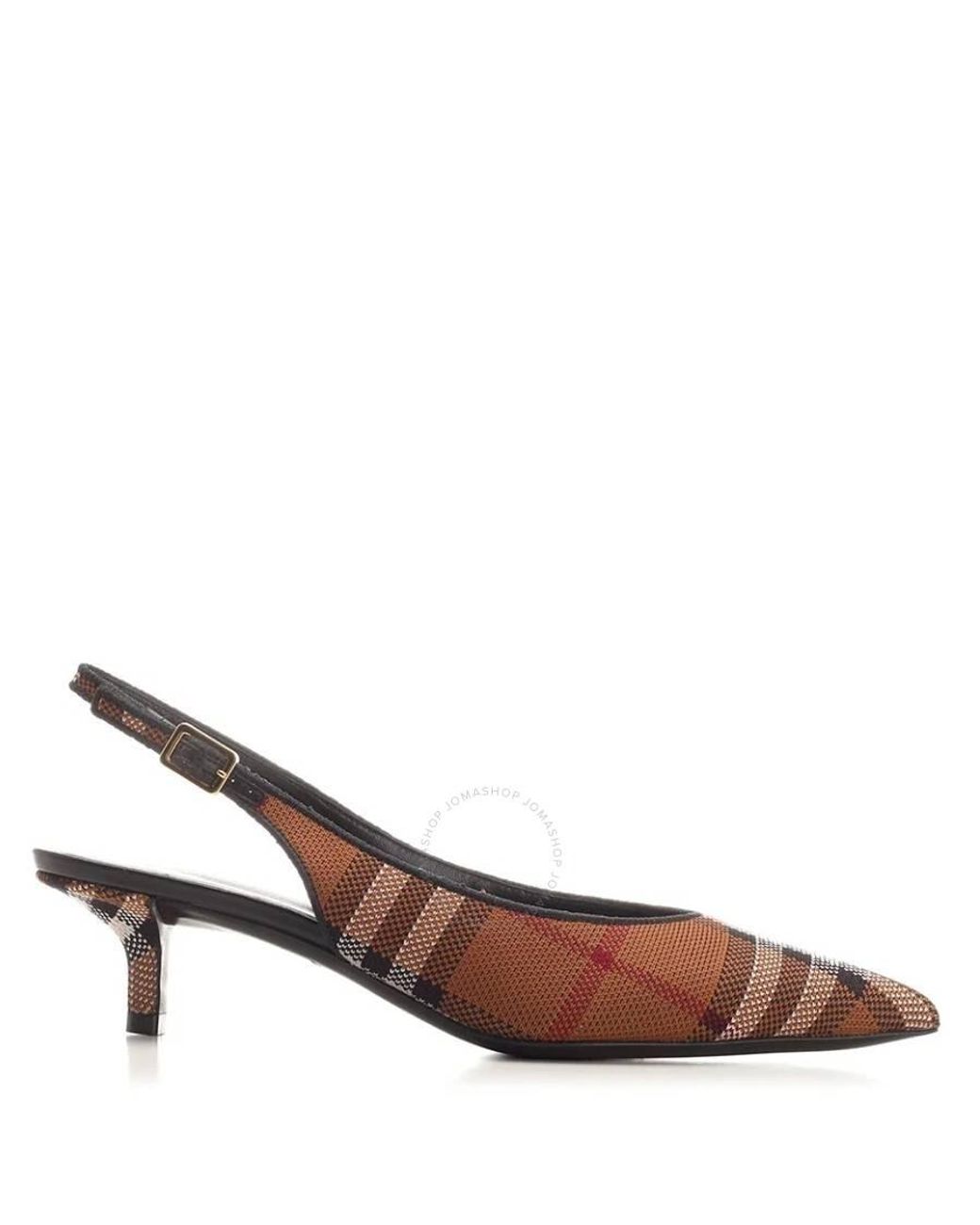 Burberry Check 40 Pointed-Toe Slingback Pumps, Brand Size 35