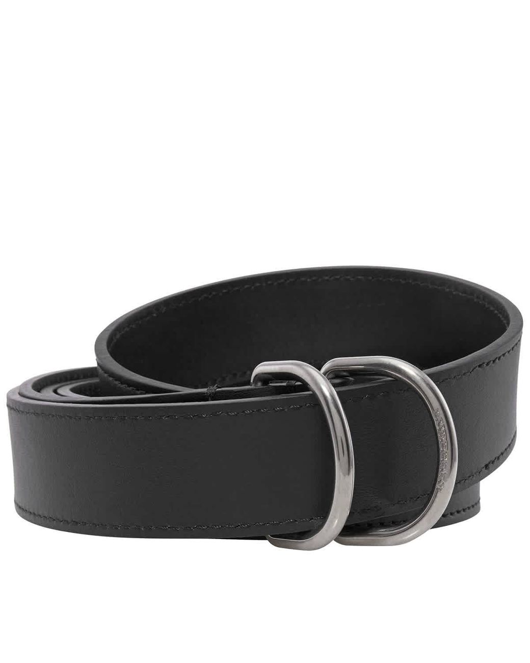 Burberry Leather Double D-ring Belt in Black