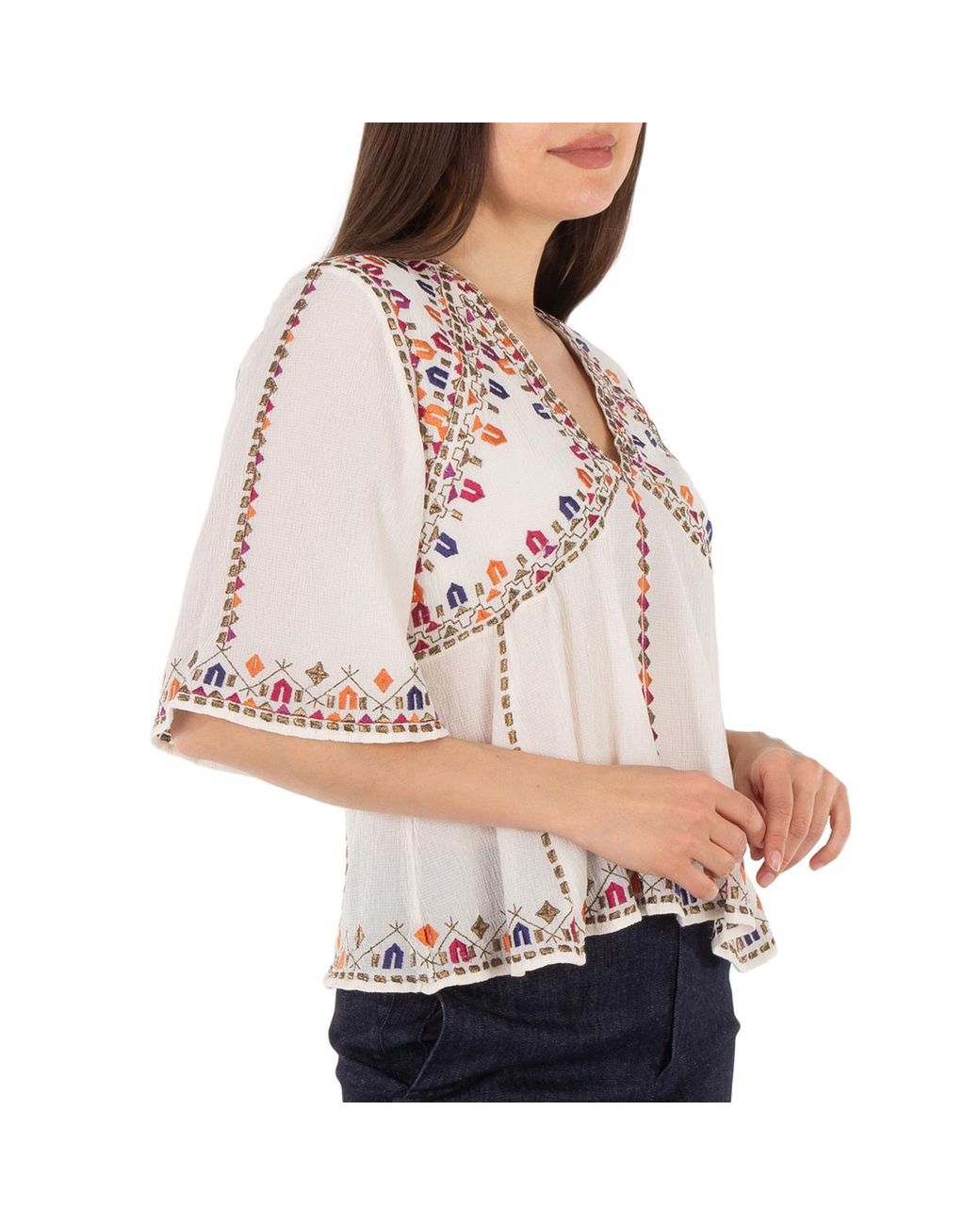 Isabel Marant Red Santia Cotton Blend Blouse
