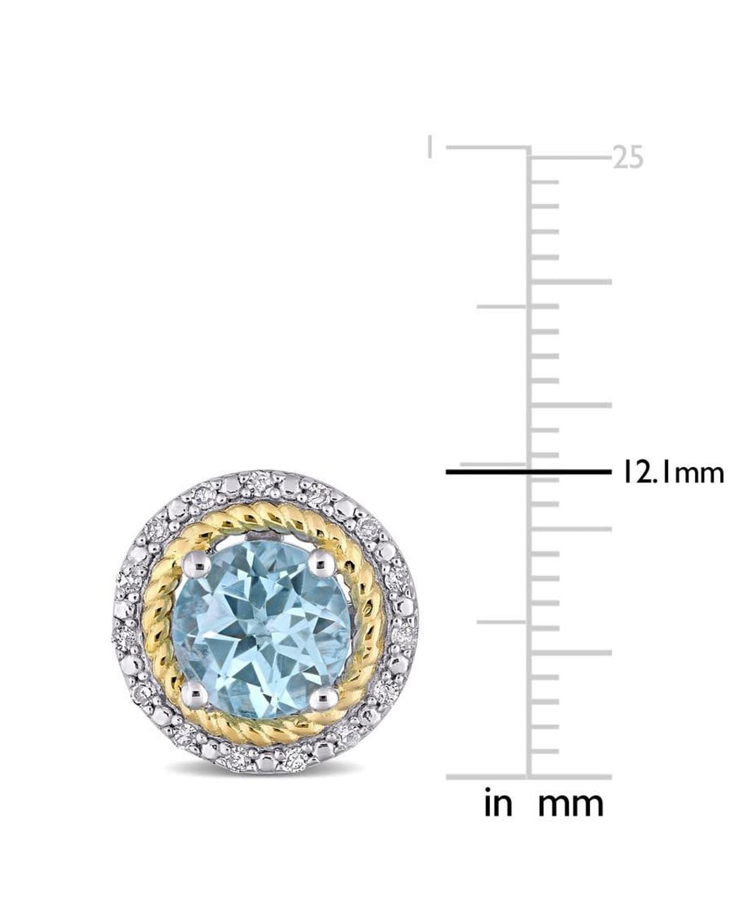 Amour Blue 3 1/6 Ct Tgw Sky Topaz And 1/6 Ct Tdw Diamond Halo Stud Earrings for men