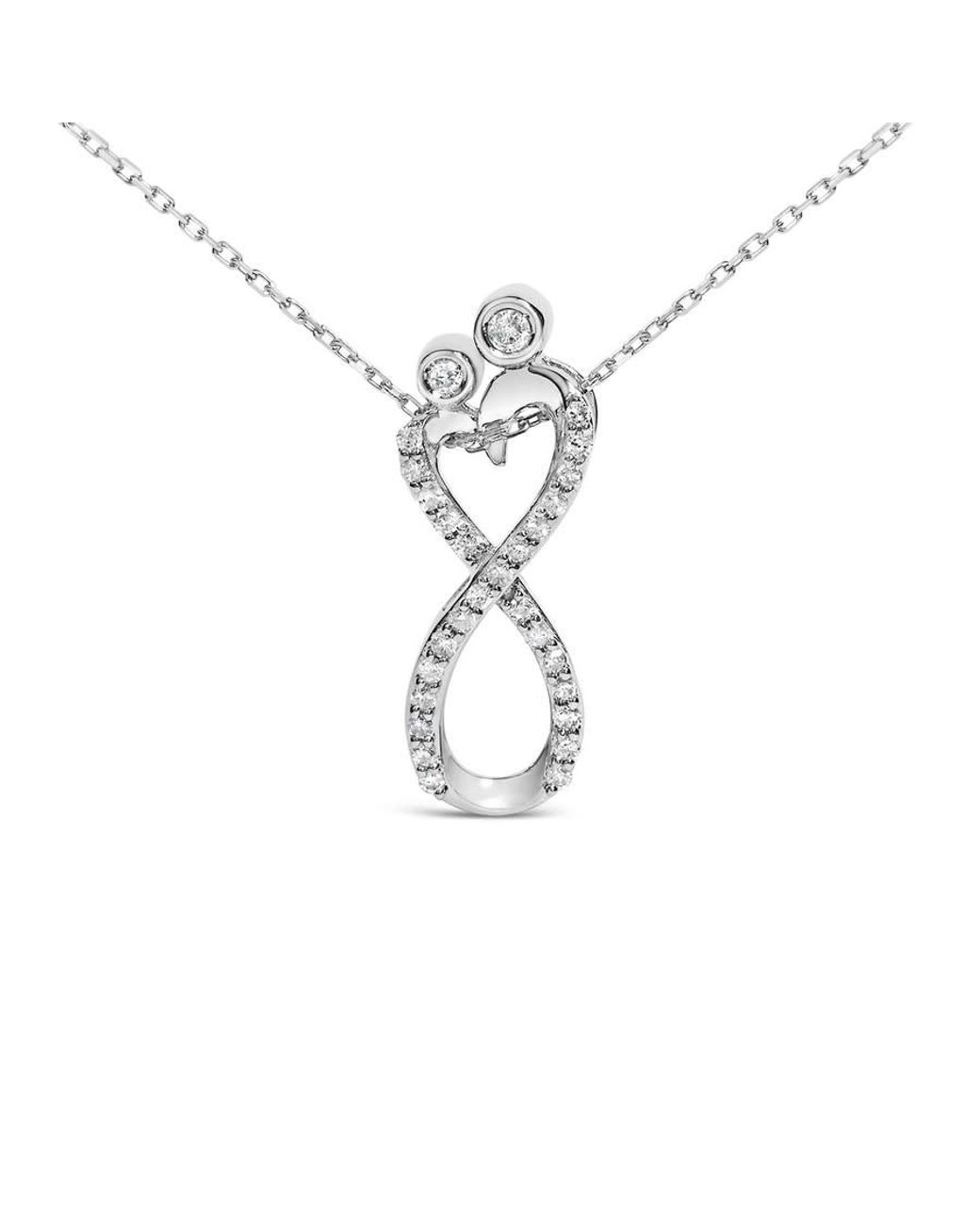 Haus of Brilliance Metallic Sterling 1/4 Cttw Diamond Infinity Motif Pendant Necklace for men