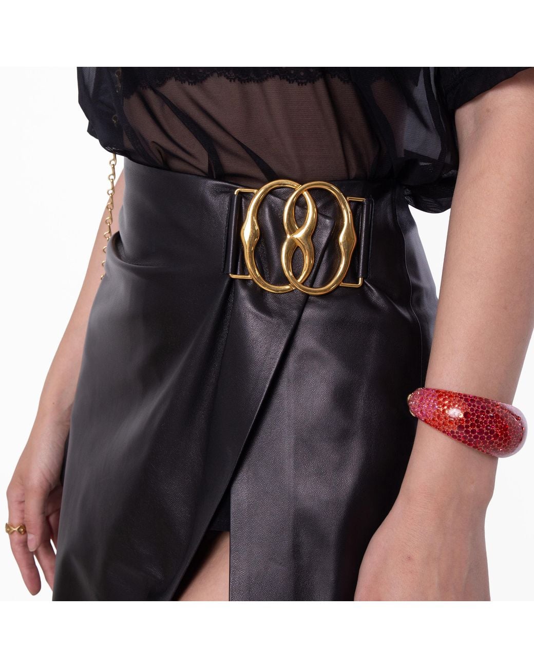 Bally Black Side Split Leather Skirt
