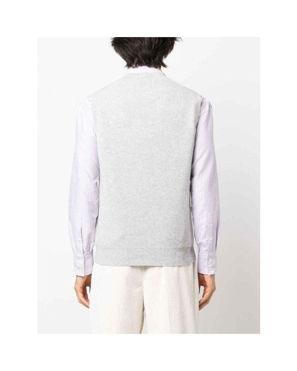 Brunello Cucinelli Gray Pebble Ribbed Cashmere Knit Vest, Brand Size 46 (Us for men