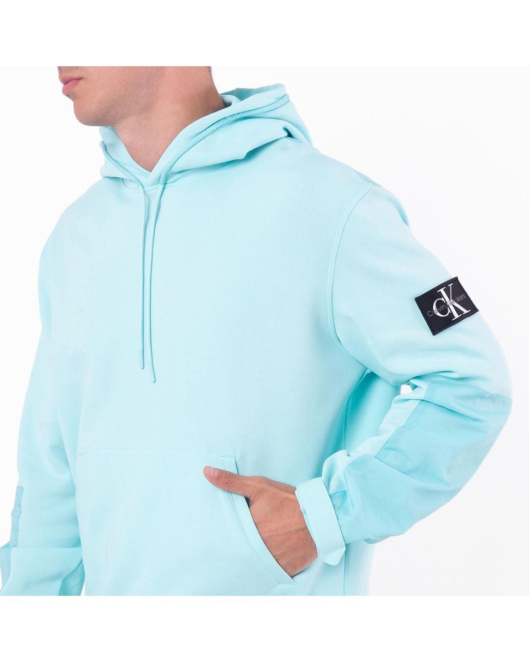 Calvin Klein Blue Logo Patch Hoodie for men