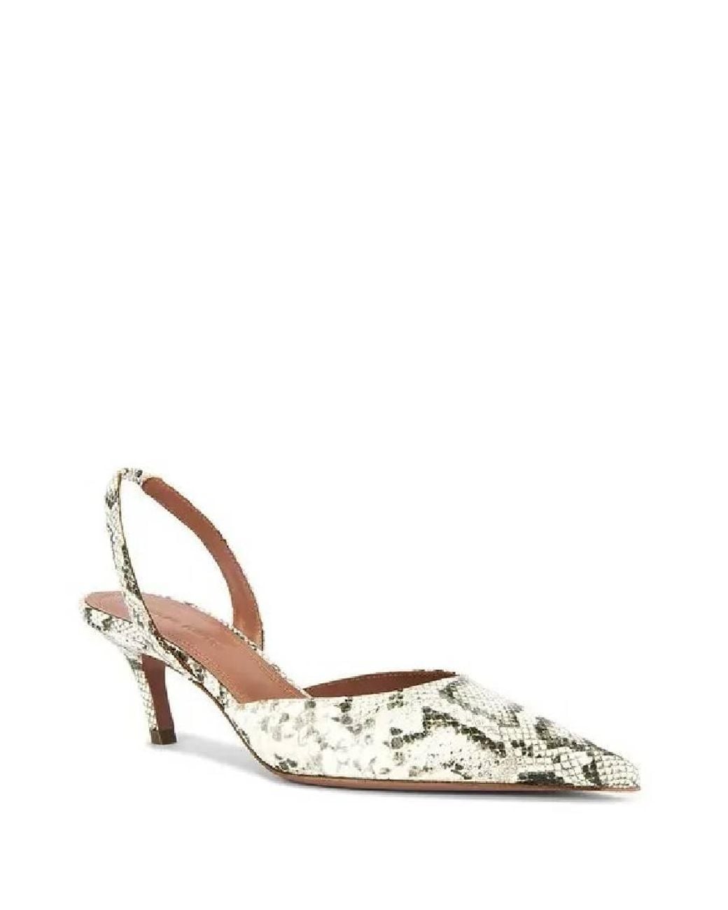 AMINA MUADDI Metallic Sofia 60 Shiny Snakeskin Print Leather Slingbacks