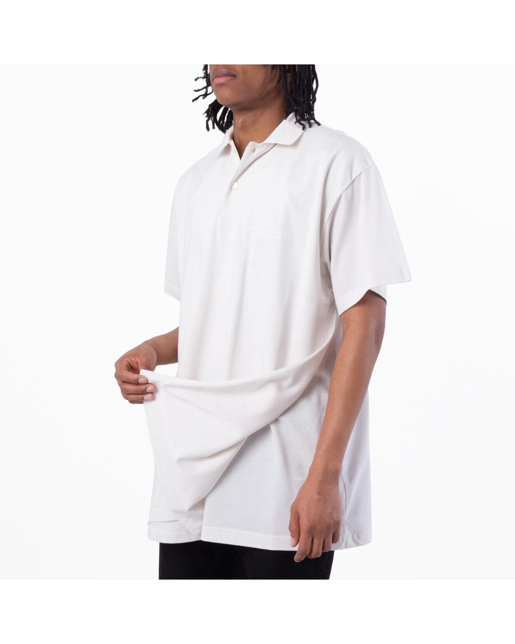 Balenciaga White Intertwind Logo Embroidered Polo Shirt, Brand Size 2 for men