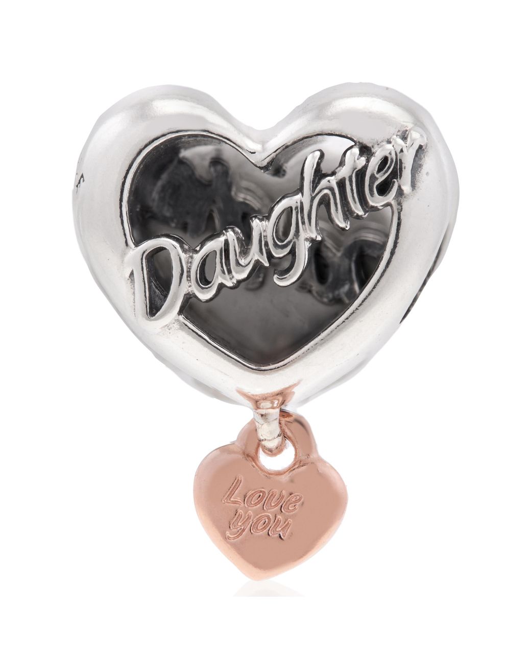 Pandora White Daughter Sterling And 14K Rose-Plated Charm for men