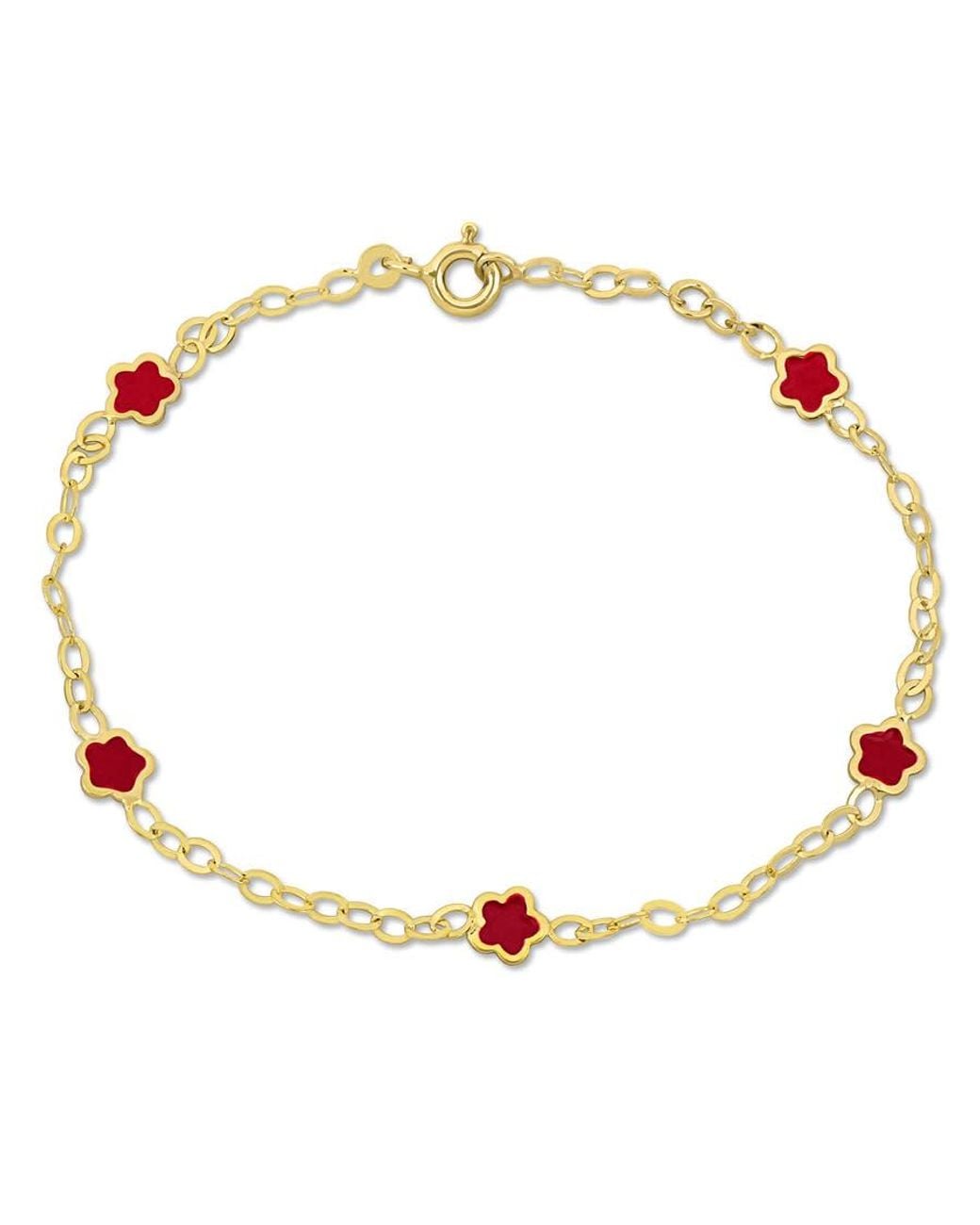 Amour Metallic Enamel Flower Charm Station Bracelet