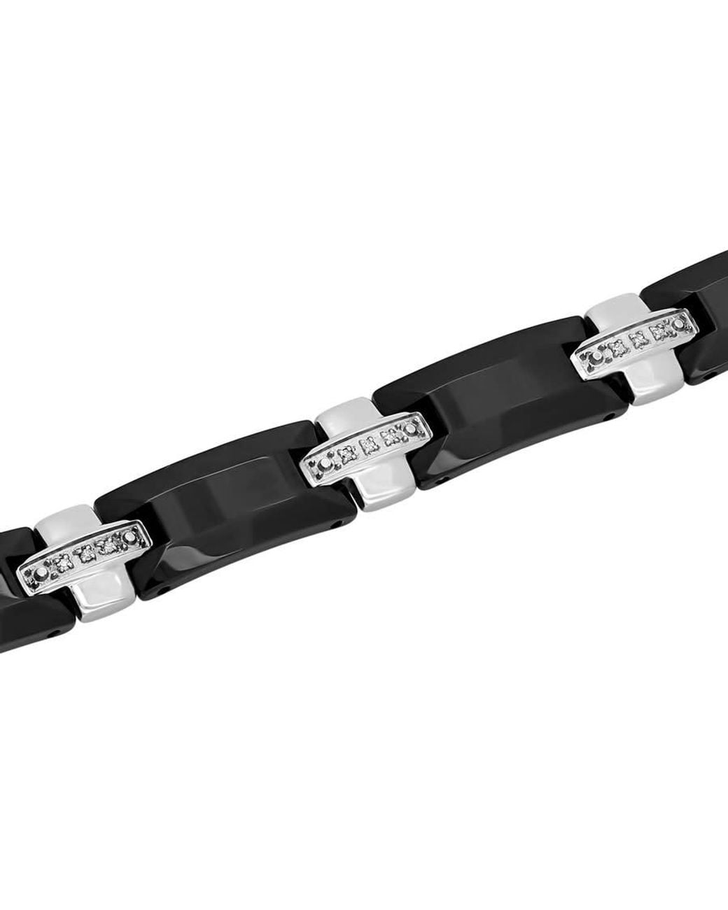 Robert Alton Black 12 Ctw And Stainless Steel Bracelet With Diamonds for men