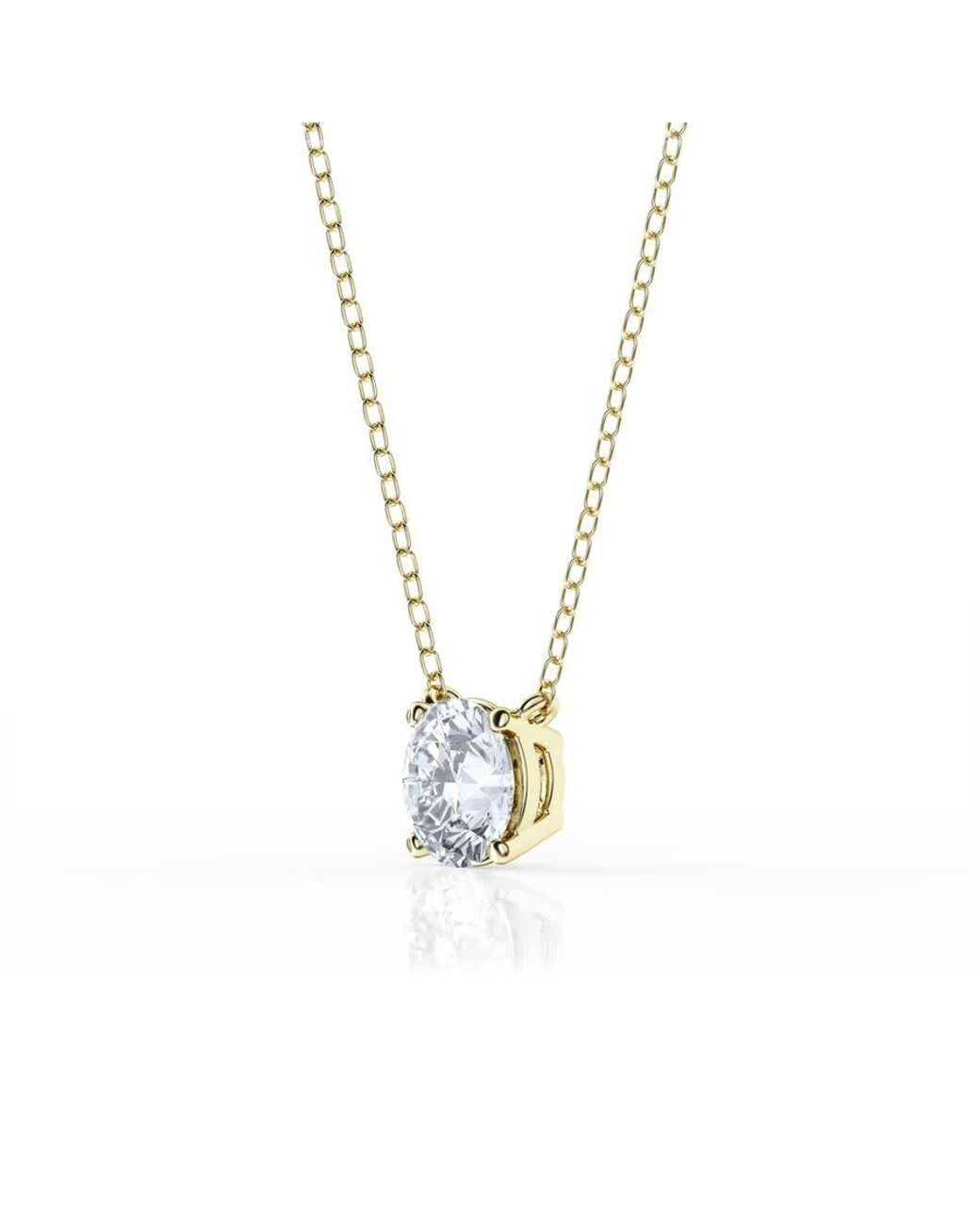 Brilliant Diamond Metallic 1 Carat Round Lab Grown Solitaire Diamond Pendant Necklace for men