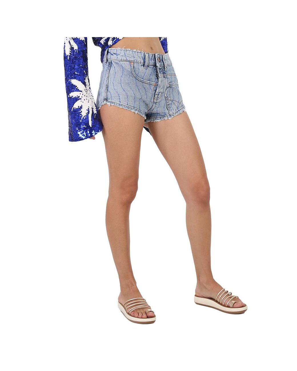 Filles A Papa Blue Twisted Denim Shorts
