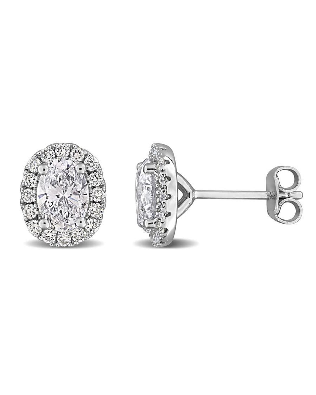 Created Forever Metallic 1 7/8Ct Tw Oval-Cut Lab-Grown Diamond Halo Stud Earrings for men