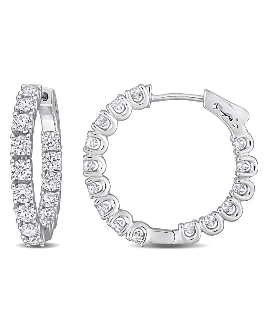 Amour Metallic 3 Ct Dew Created Moissanite Inside-Outside Hinged Hoop Earrings for men