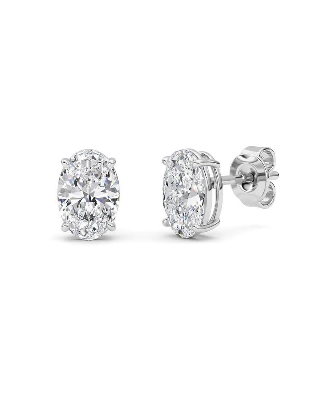 Mure And Co Metallic 4Ctw Oval Shaped Lab Grown Diamond (F/Vs) Stud Earrings for men