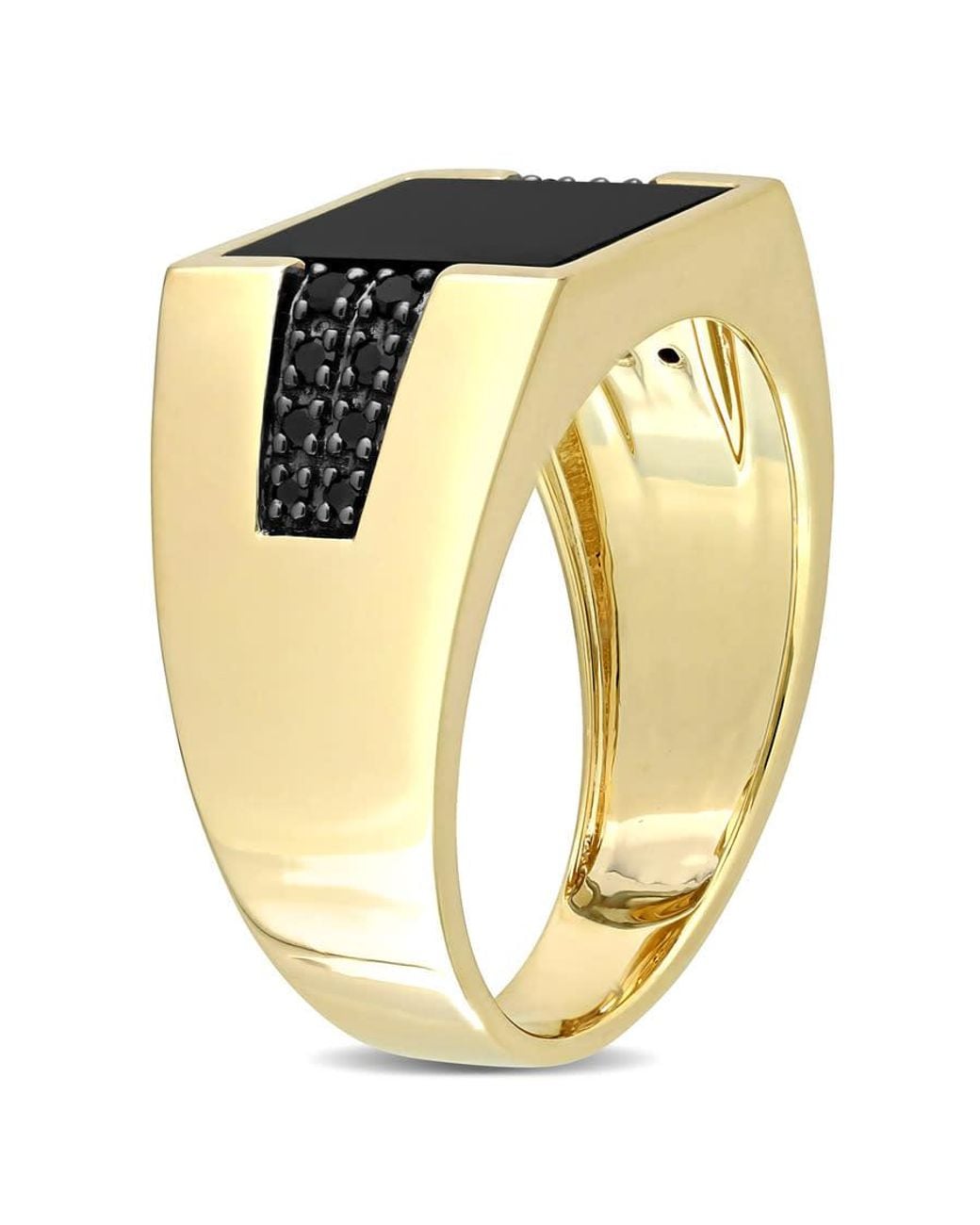 Amour Metallic 8 Ct Tgw Onyx And 1/6 Ct Tw Diamond Ring for men