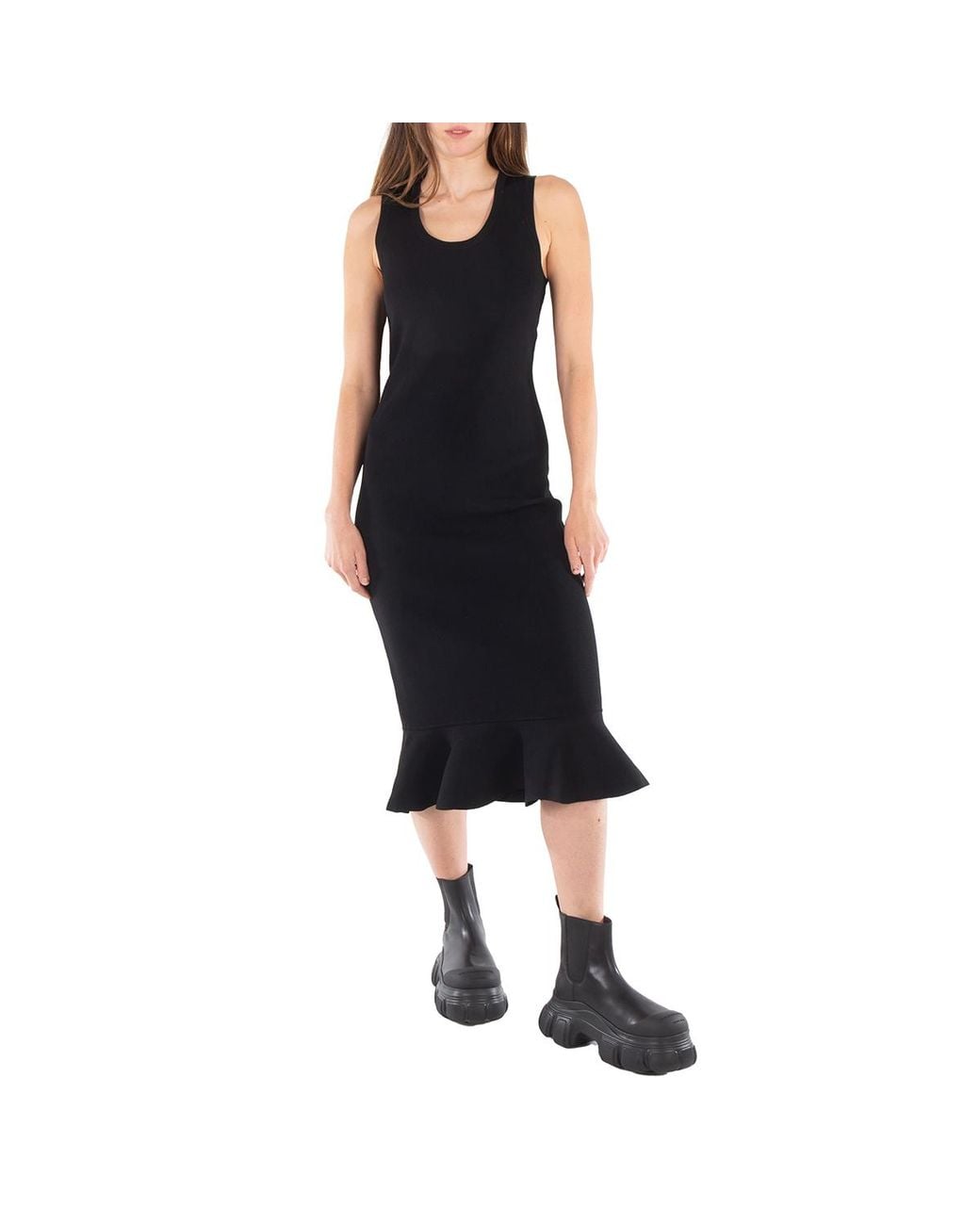J.W. Anderson Black Ruffled Hem Sleeveless Midi Dress
