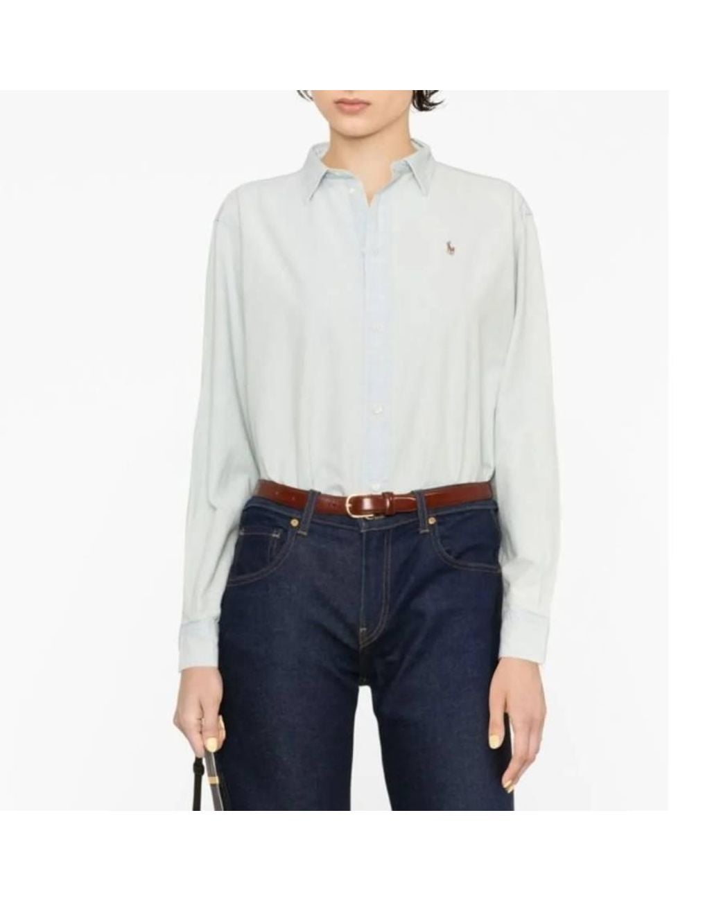 Polo Ralph Lauren Blue Cropped Boxy Chambray Shirt for men