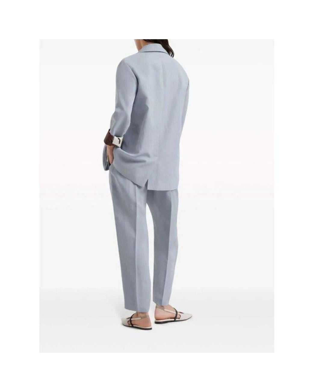 Brunello Cucinelli Blue Powder Linen Viscose Suit Trousers, Brand Size 40 (Us for men