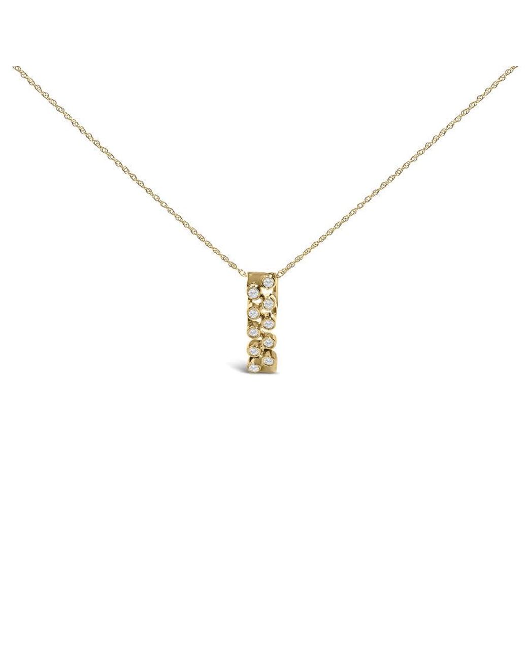 Haus of Brilliance Metallic 14K Bezel Set 1/7 Cttw Diamond Vertical Bar Pendant Necklace for men