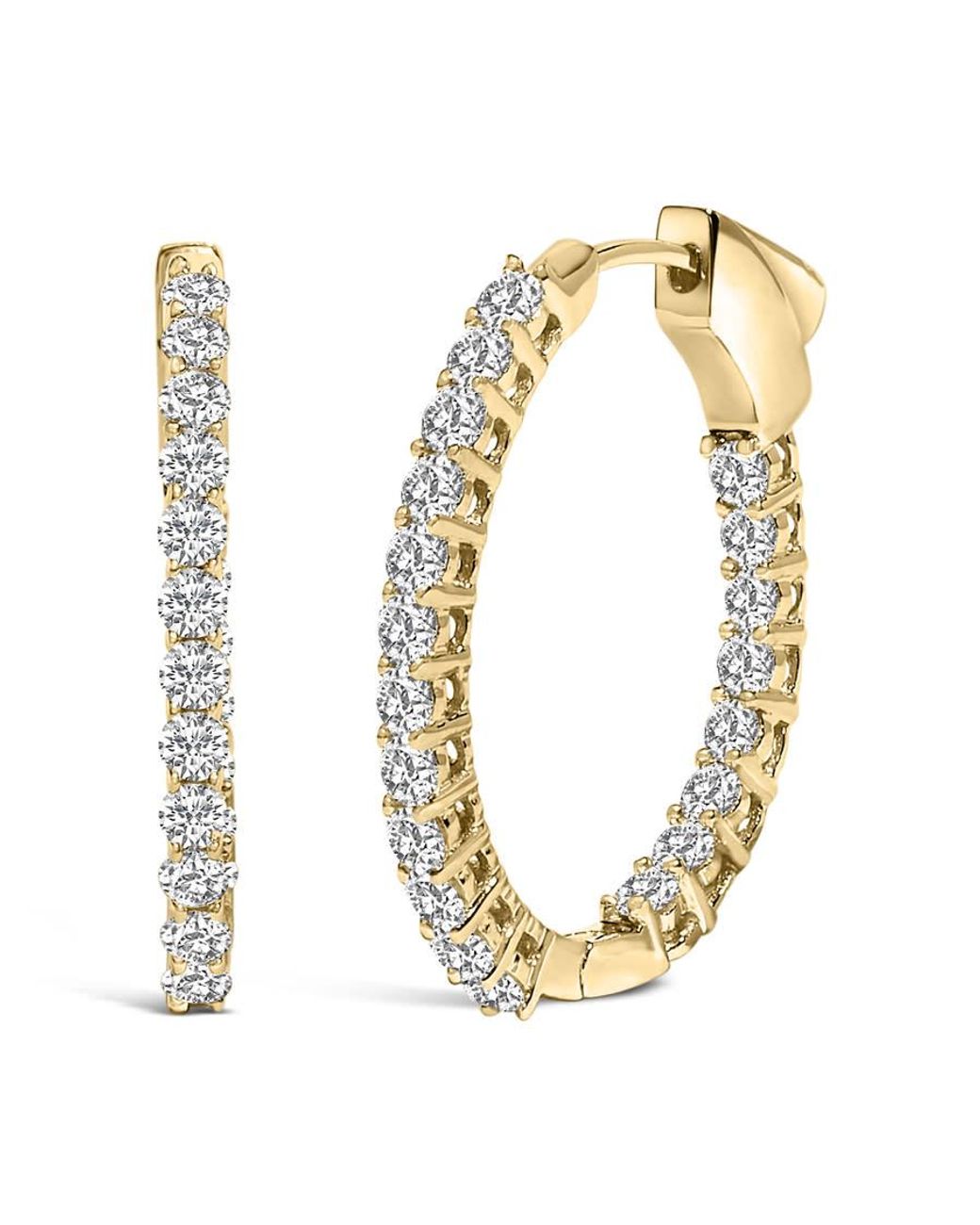 Haus of Brilliance Metallic 14K 1.0 Cttw Oval Lab Grown Diamond Hoop Earrings for men