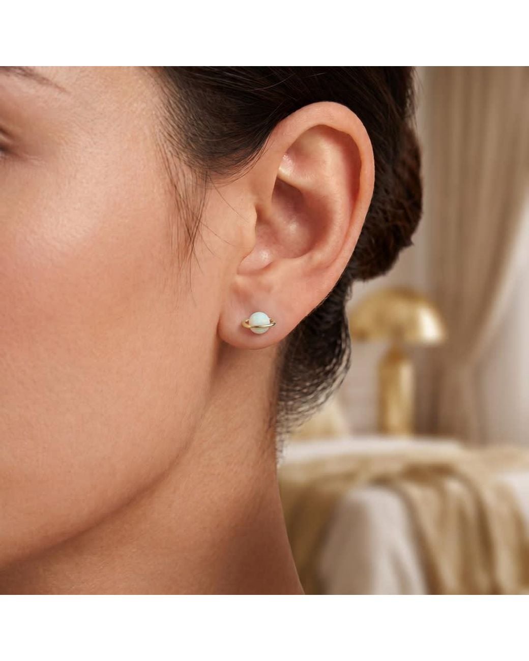 Kylie Harper Metallic 14K Over Opal Saturn Celestial Stud Earrings for men