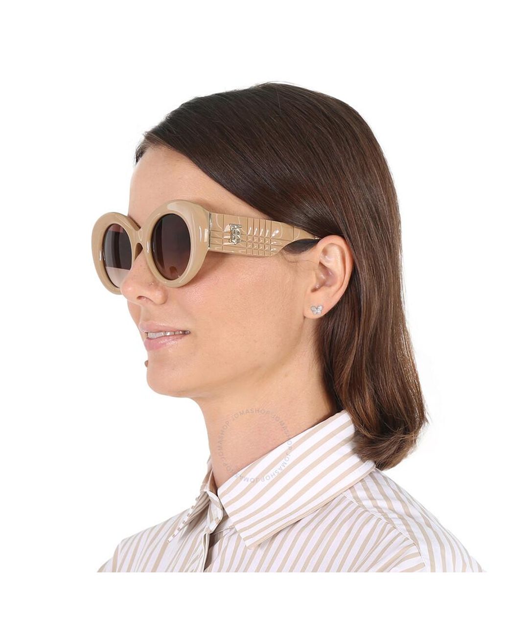 Burberry Margot Brown Gradient Round Sunglasses Be4370u 399013 49 
