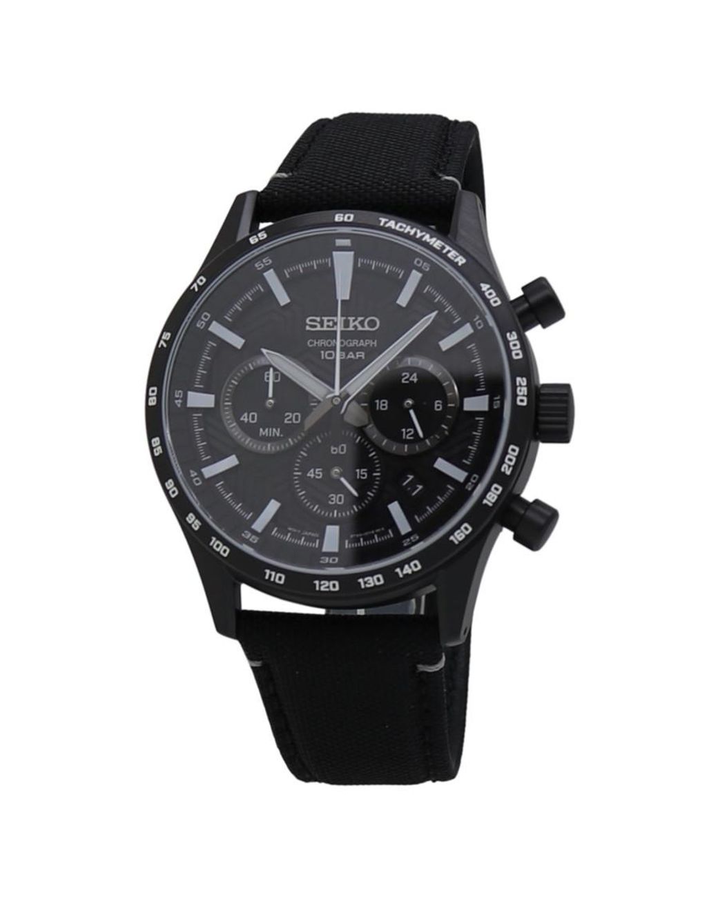 Seiko Essential Chronograph Quartz Dial Watch in Black for Men | Lyst