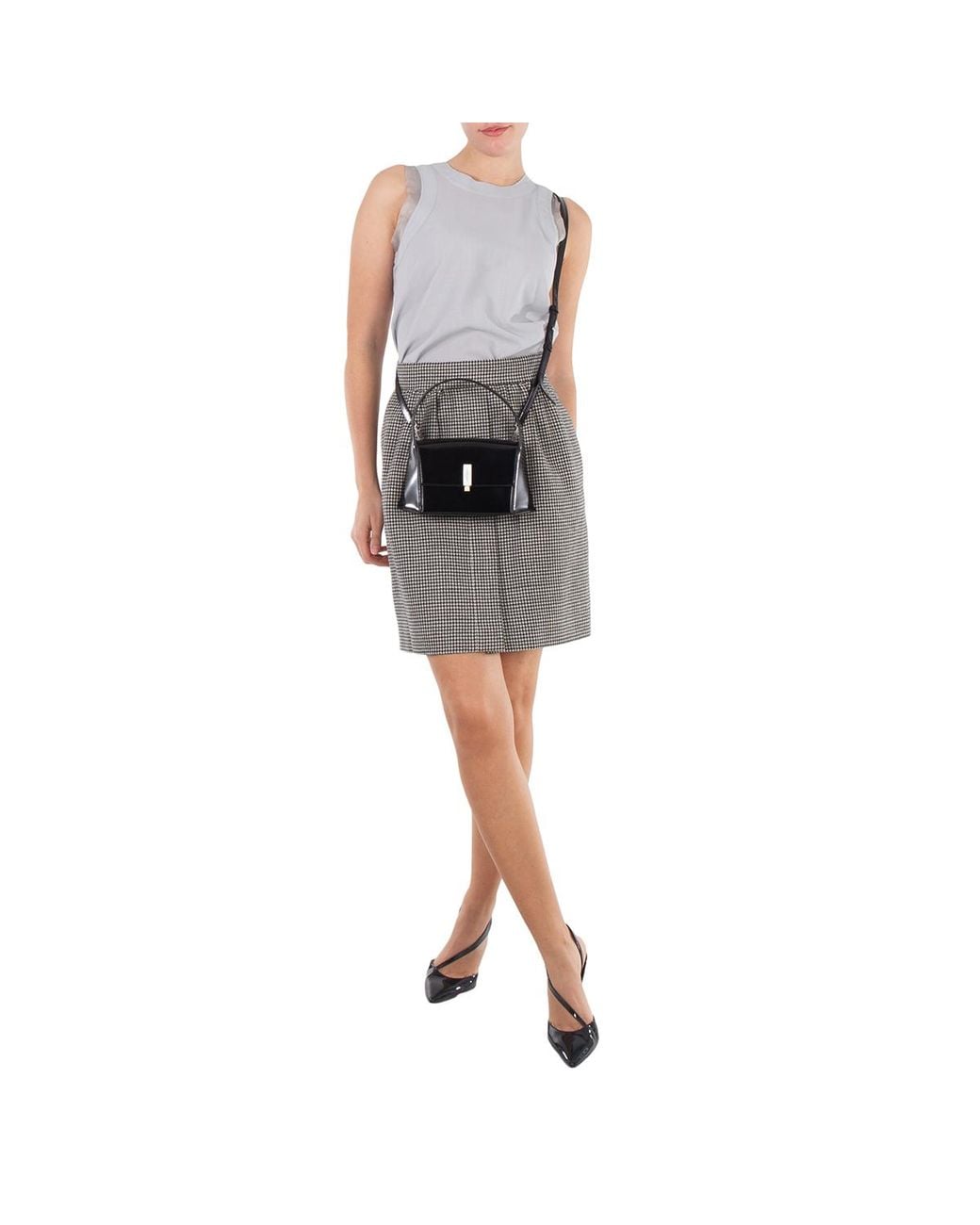 Ferragamo Black Mini Leather Geometric Bag