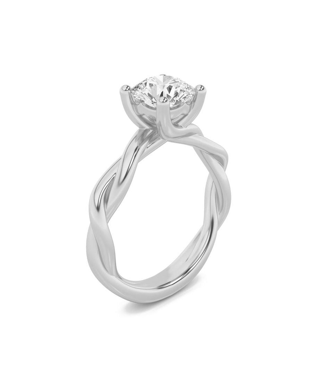 Mure And Co Metallic 1.5Ctw Round Shaped Lab Grown Diamond (F/Vs) Twisted Shank Solitaire Engagement Ring for men
