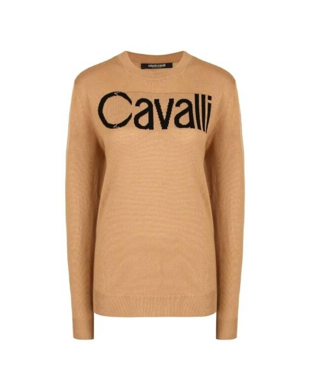Roberto Cavalli Multicolor Logo Jacquard Wool Jumper for men
