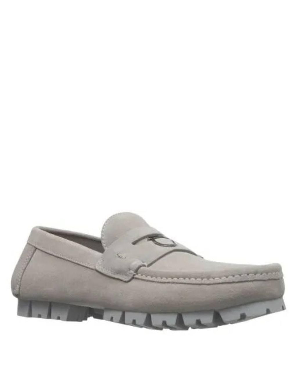Ferragamo Gray Ferragamo Driver Loafers With Gancini Ornament for men