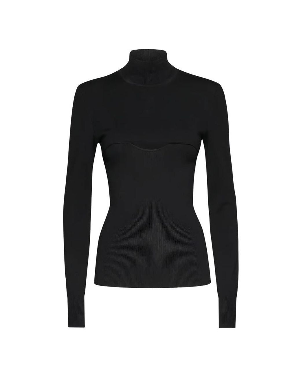 Ferragamo Black Long Sleeves Mock-Neck