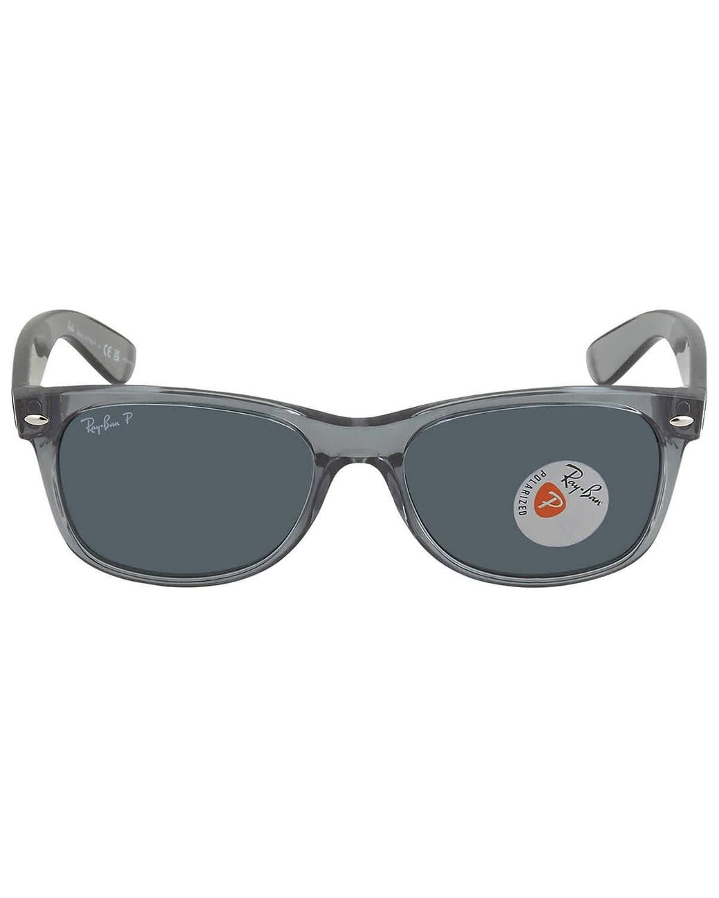Ray Ban New Wayfarer Classic Polarized Dark Blue Sunglasses In Gray Lyst