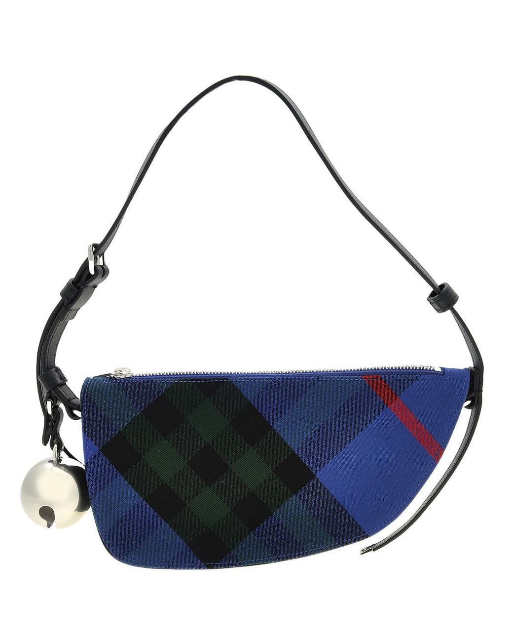 Burberry Blue Jacquard Woven Check Shield Sling Bag