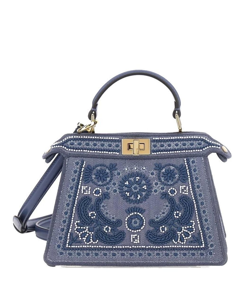 Fendi Blue Iconic Peekaboo Iseeu Denim Bag for men