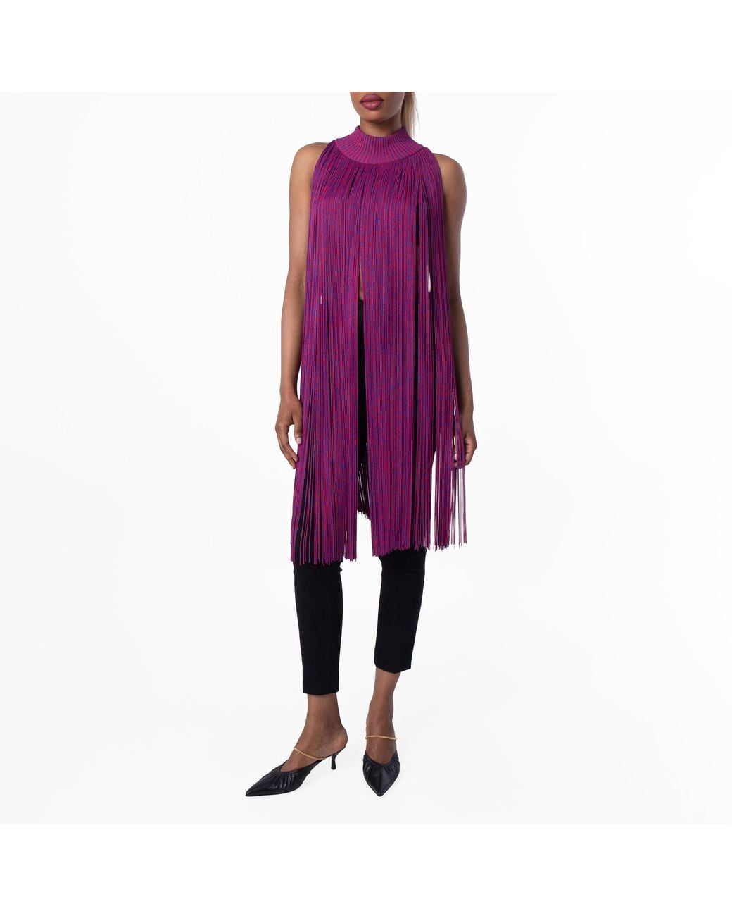 Burberry Purple Mouline Fringed Cape